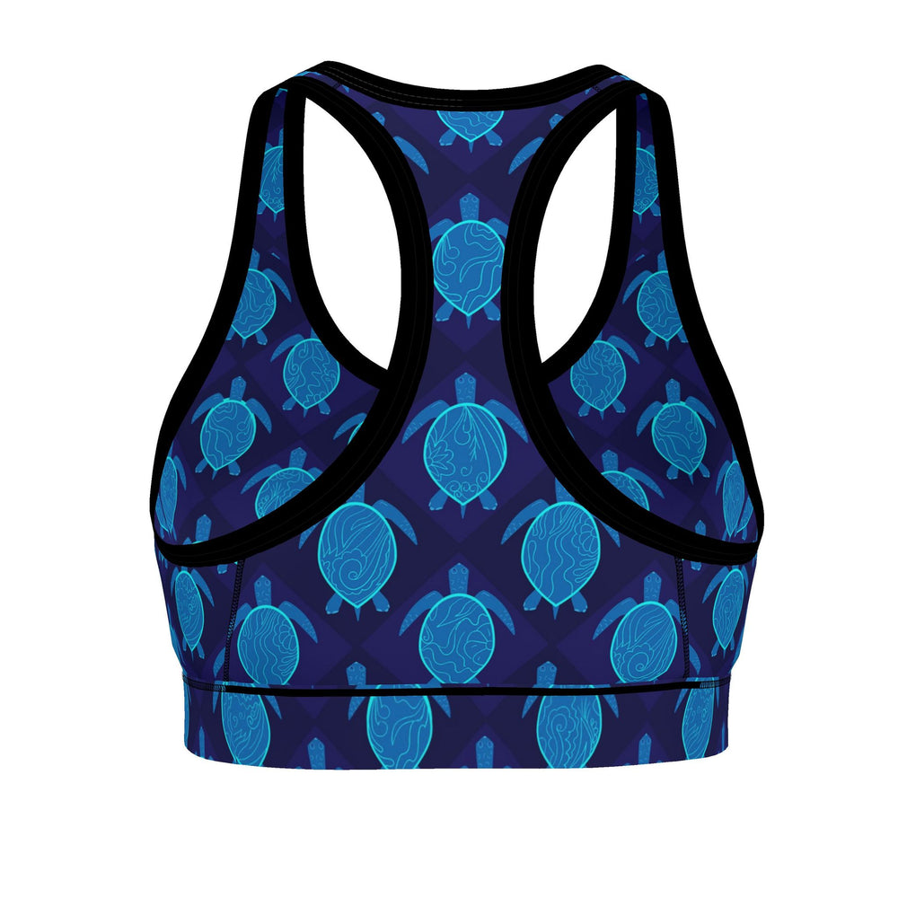 Women's Low Impact Sports Bra — Topo Turtles Cobalt Tide