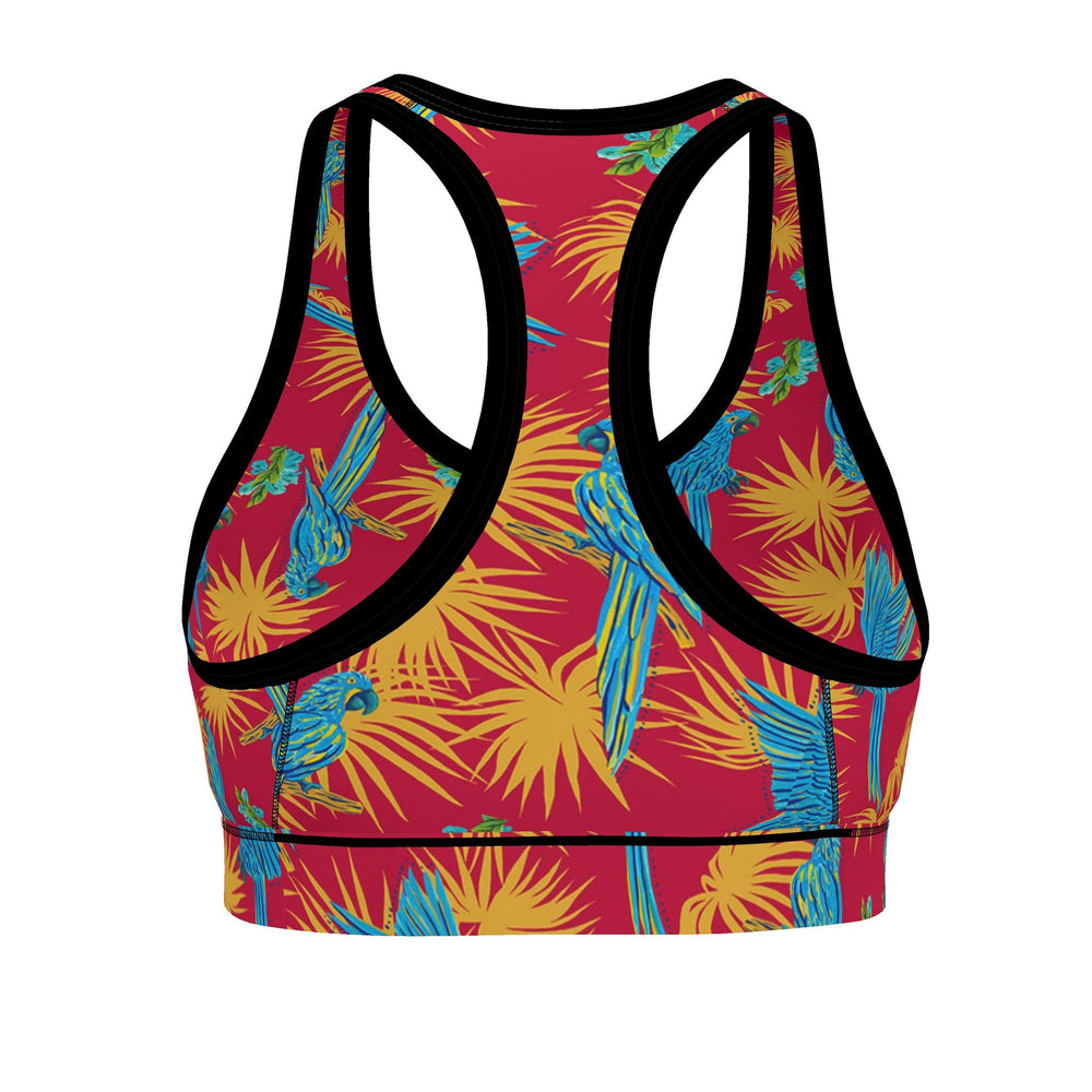 Women's Low Impact Sports Bra — Tropical Macaw Samba Red