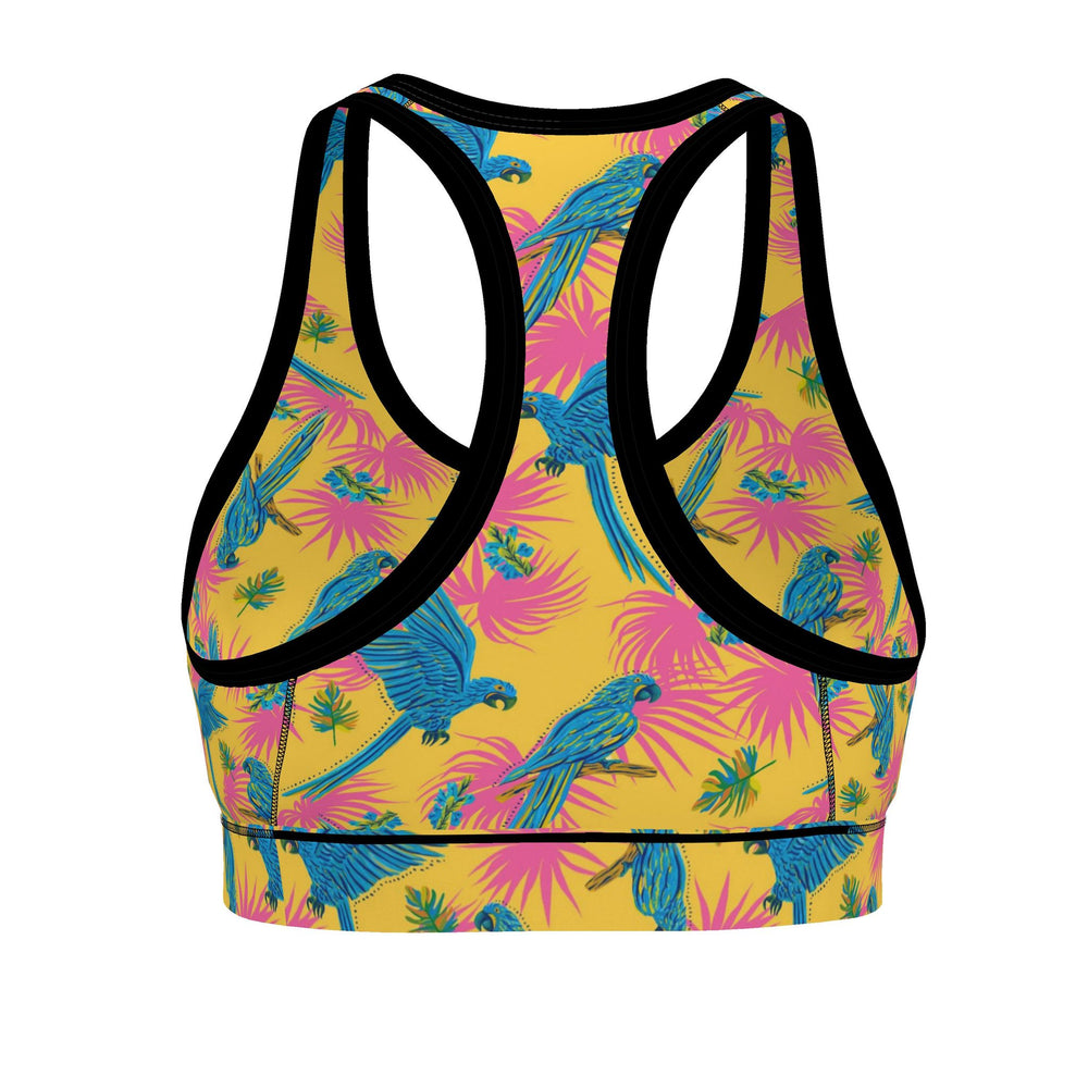 Women's Low Impact Sports Bra — Tropical Macaw Sunny Fuchsia