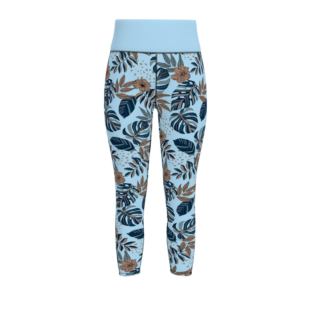 Women's High-Waist Full-Length Performance Leggings — Midnight Monstera — Bluehaven