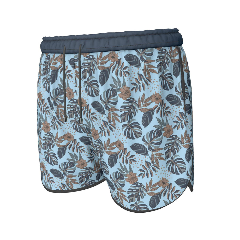 Women's Athletic Shorts — White Trim — Midnight Monstera Bluehaven