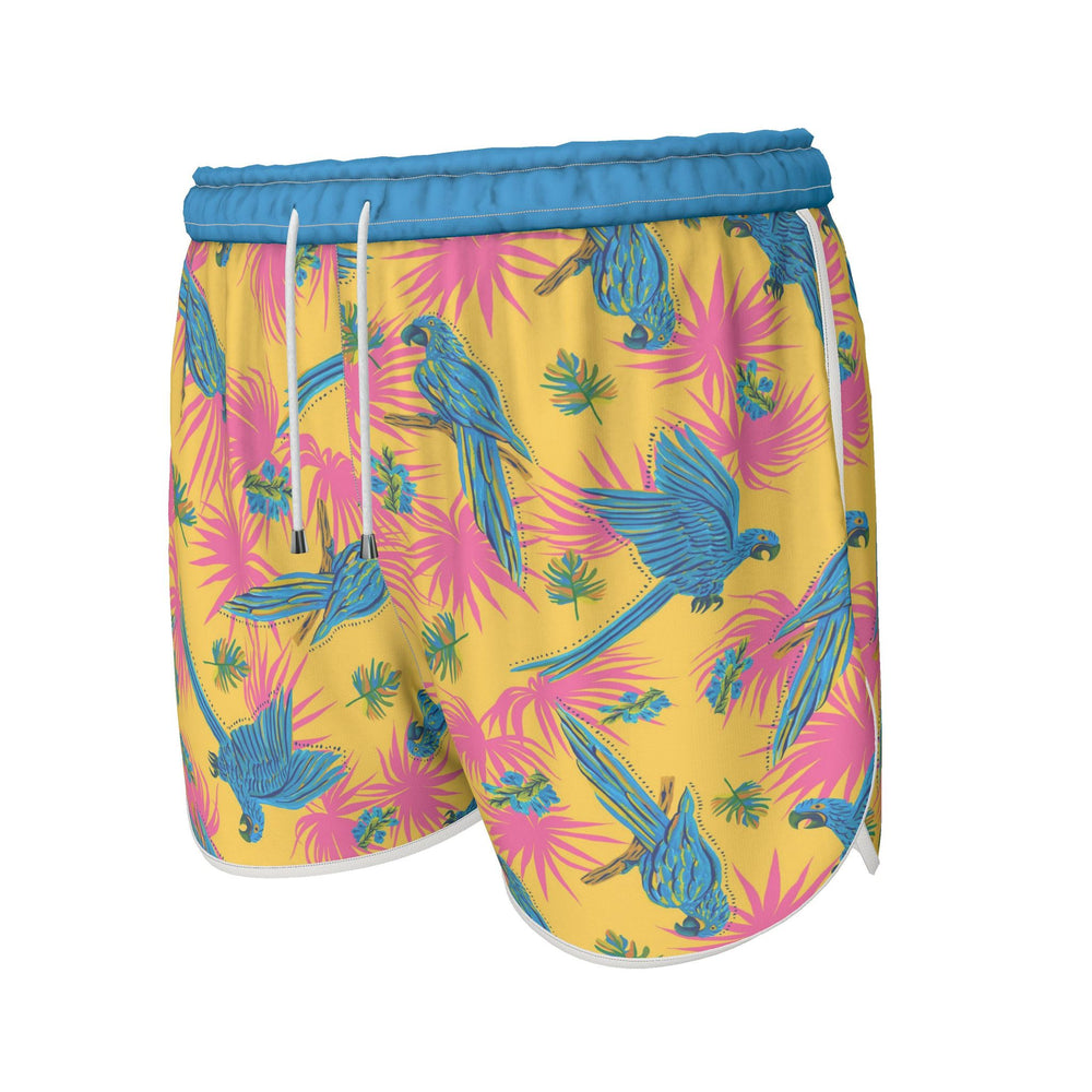 Women's Athletic Shorts — White Trim — Tropical Macaw Sunny Fuchsia