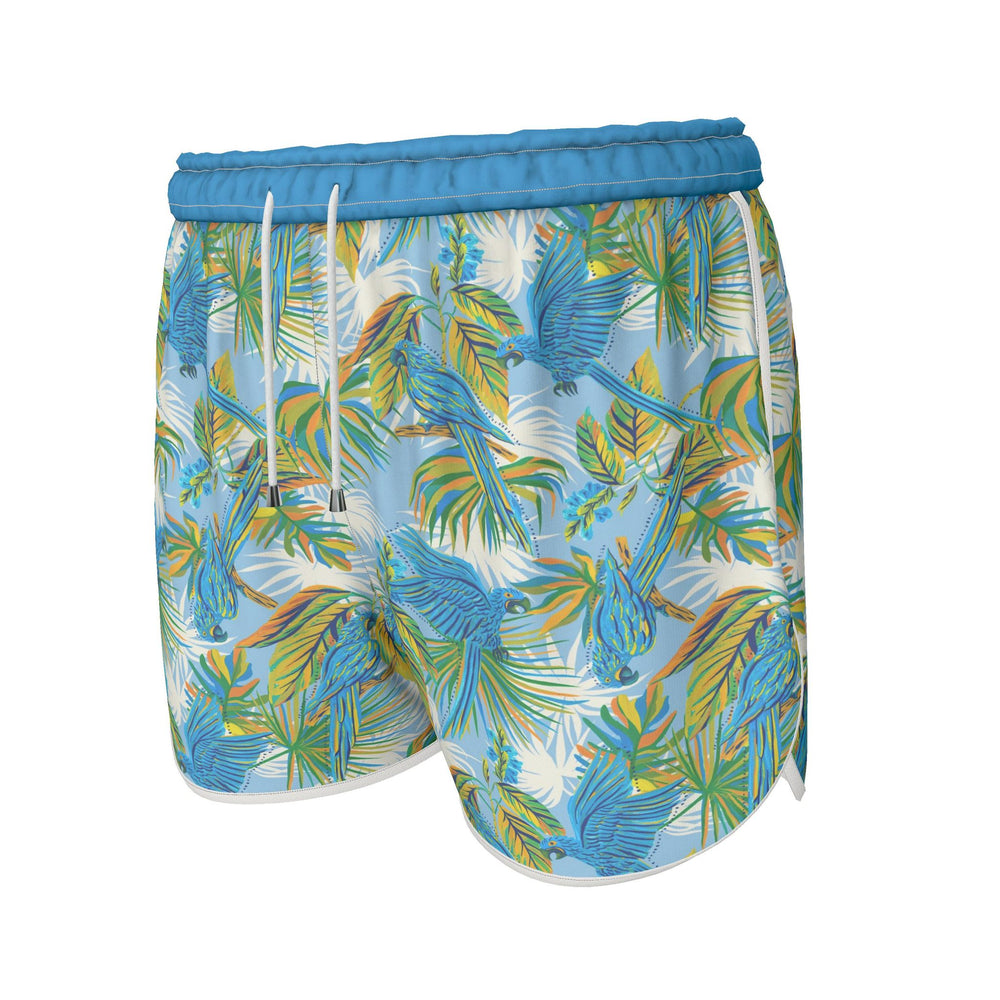 Women's Athletic Shorts — White Trim — Tropical Macaw
