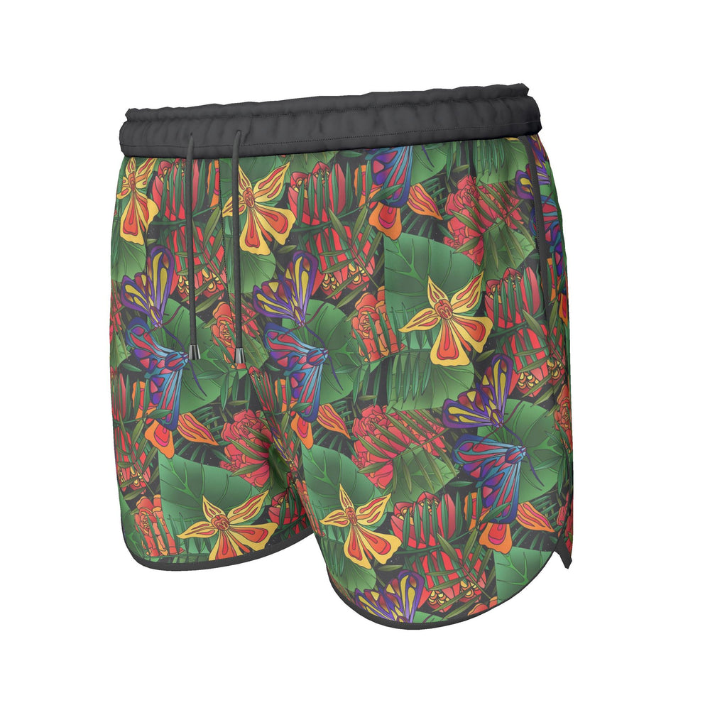 Women's Athletic Shorts — Black Trim — Jungle Flower