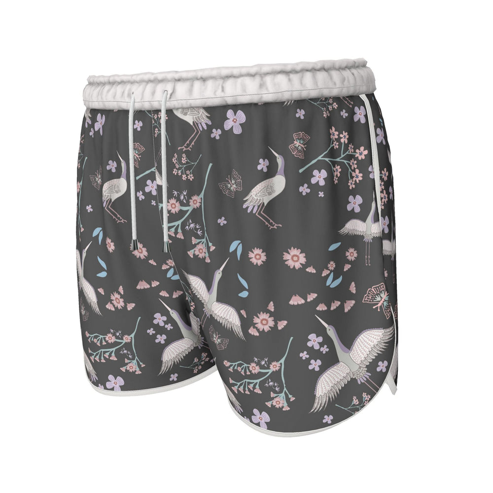 Women's Athletic Shorts — White Trim — White Crane Onyx