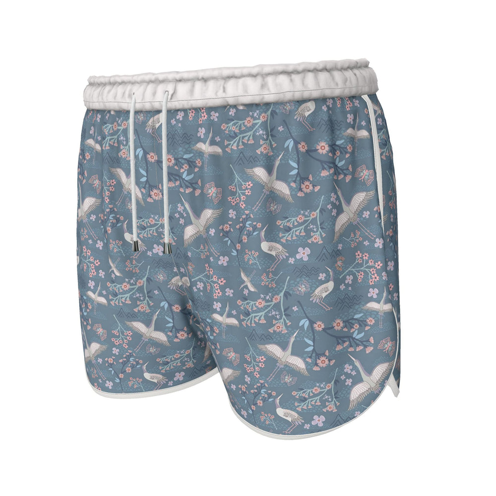 Women's Athletic Shorts — White Trim — White Crane