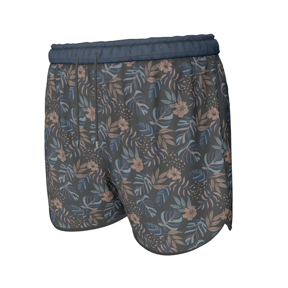 Women's Athletic Shorts — Black Trim — Midnight Monstera