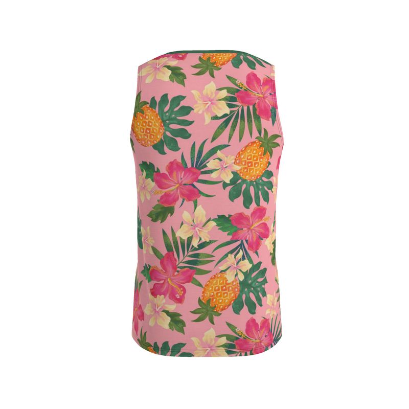Pineapple Paradise Hibiscus Blush Men’s Athletic Hybrid Tank Top