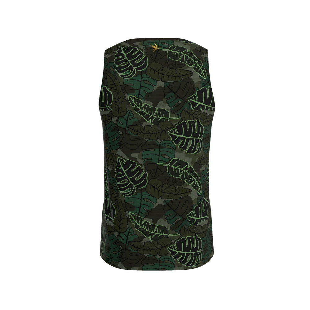 Men’s Athletic Hybrid Tank Top — Camo Leaves Sage Noir