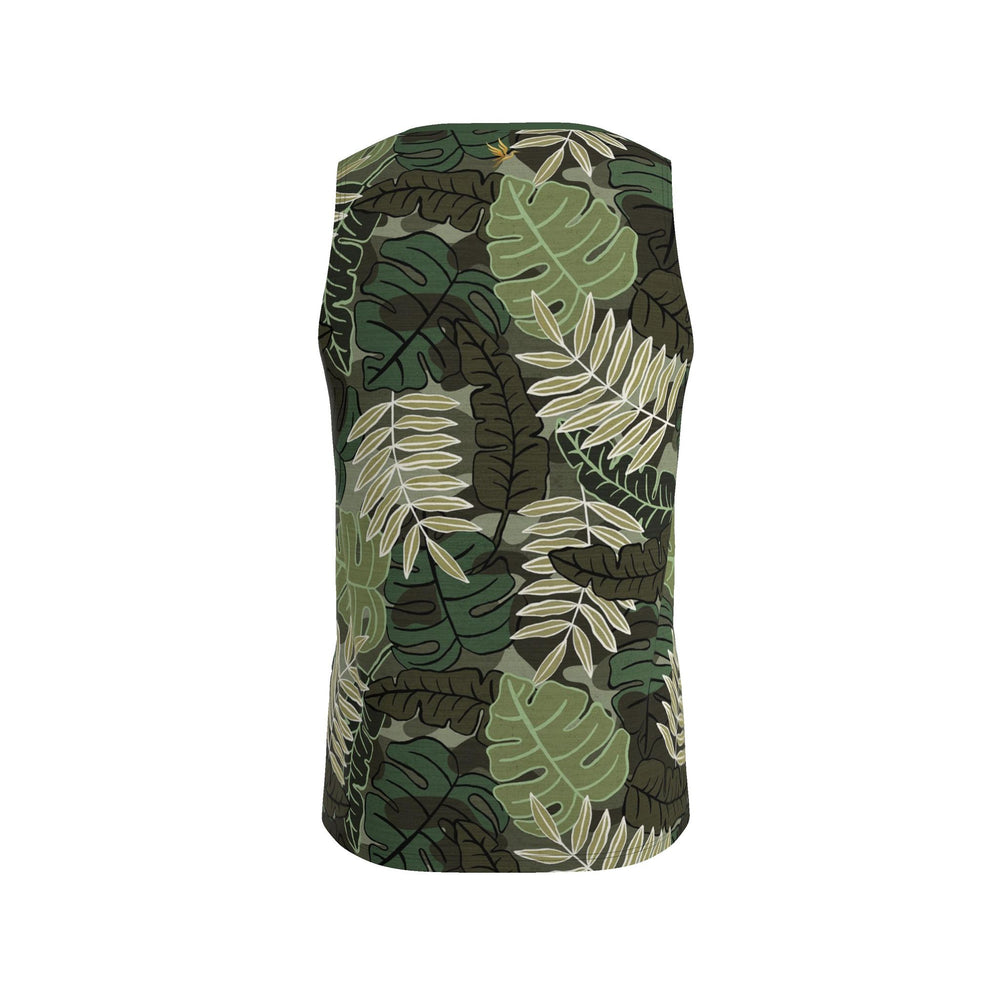 Men’s Athletic Hybrid Tank Top — Camo Leaves