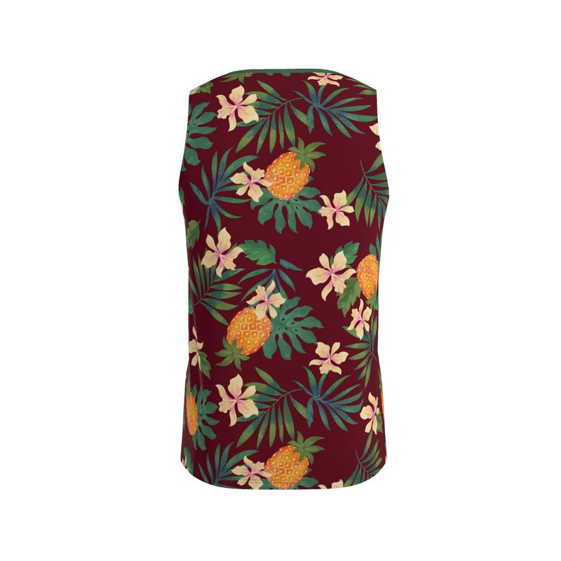 Pineapple Paradise Burgundy Men’s Athletic Hybrid Tank Top