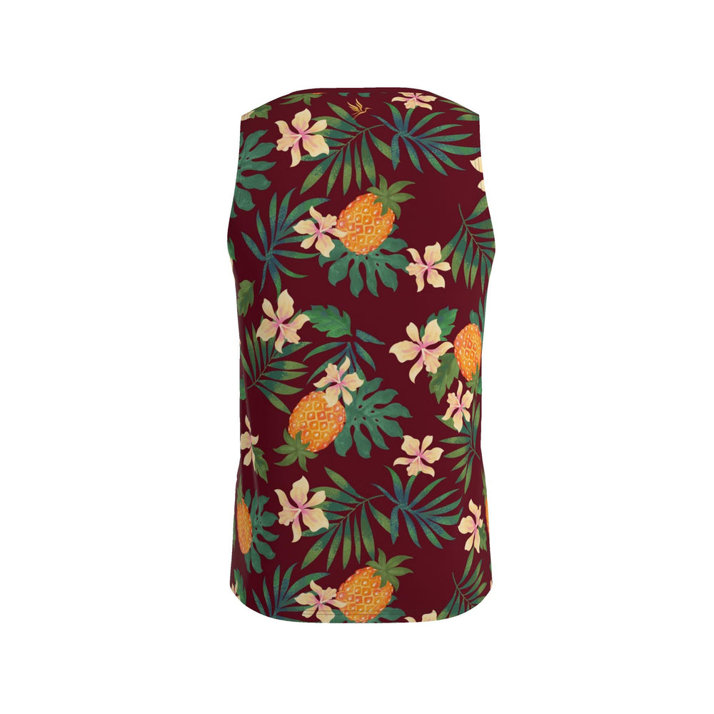 Men’s Athletic Hybrid Tank Top — Pineapple Paradise Burgundy