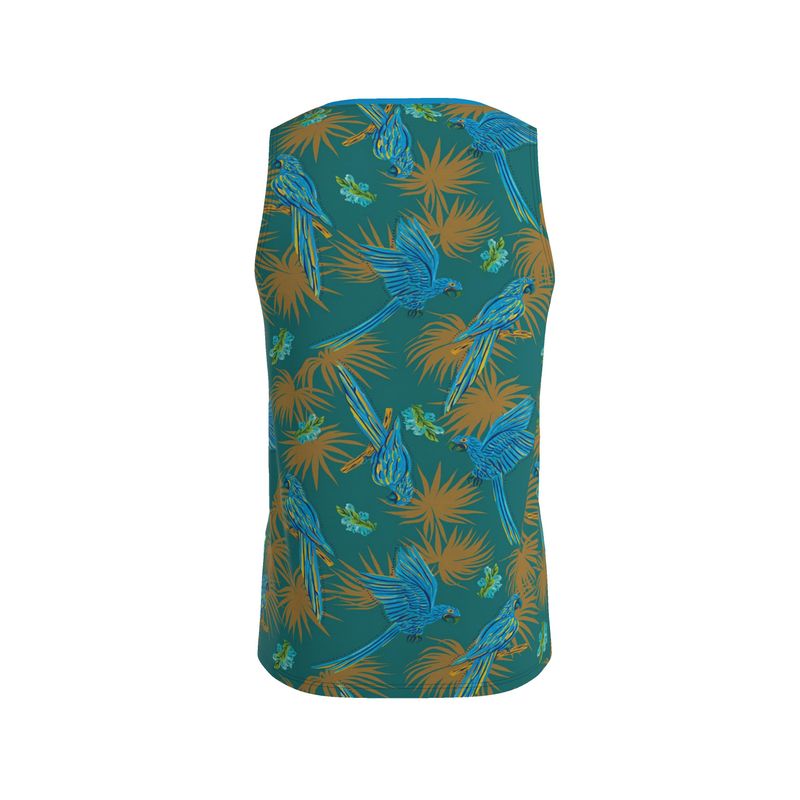 Tropical Macaw Palm Teal Men’s Athletic Hybrid Tank Top