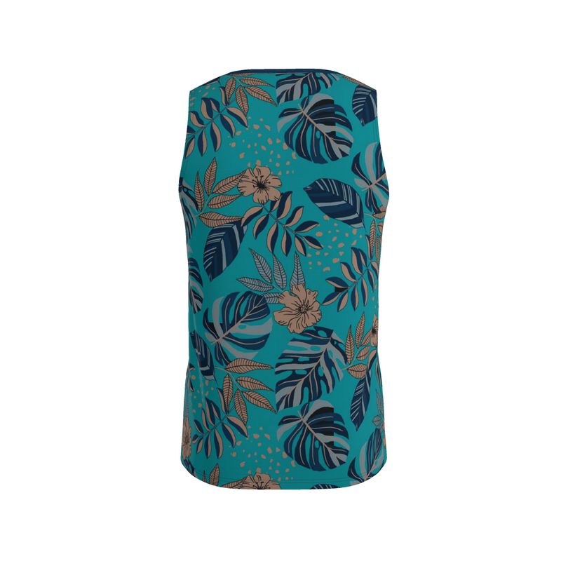 Midnight Monstera Cyan Noir Men’s Athletic Hybrid Tank Top