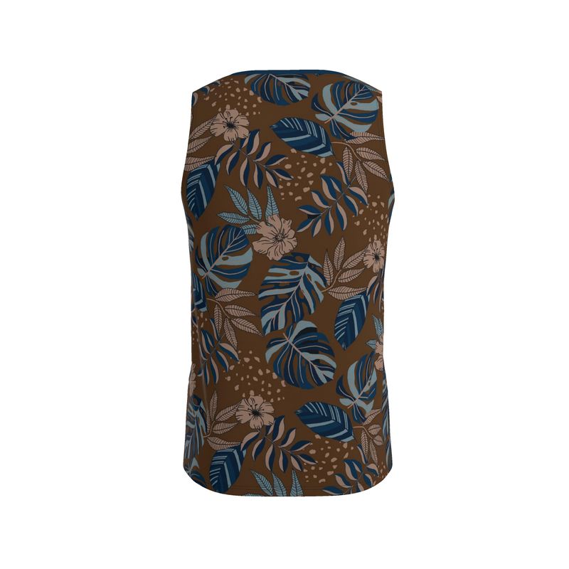 Midnight Monstera Roasted Teak Men’s Athletic Hybrid Tank Top