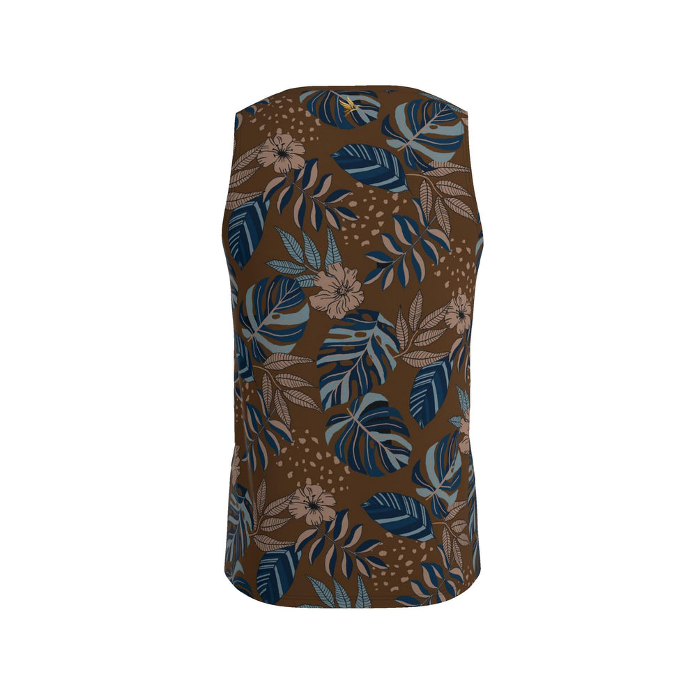 Men's Hybrid Tank Top — Midnight Monstera Roasted Teak
