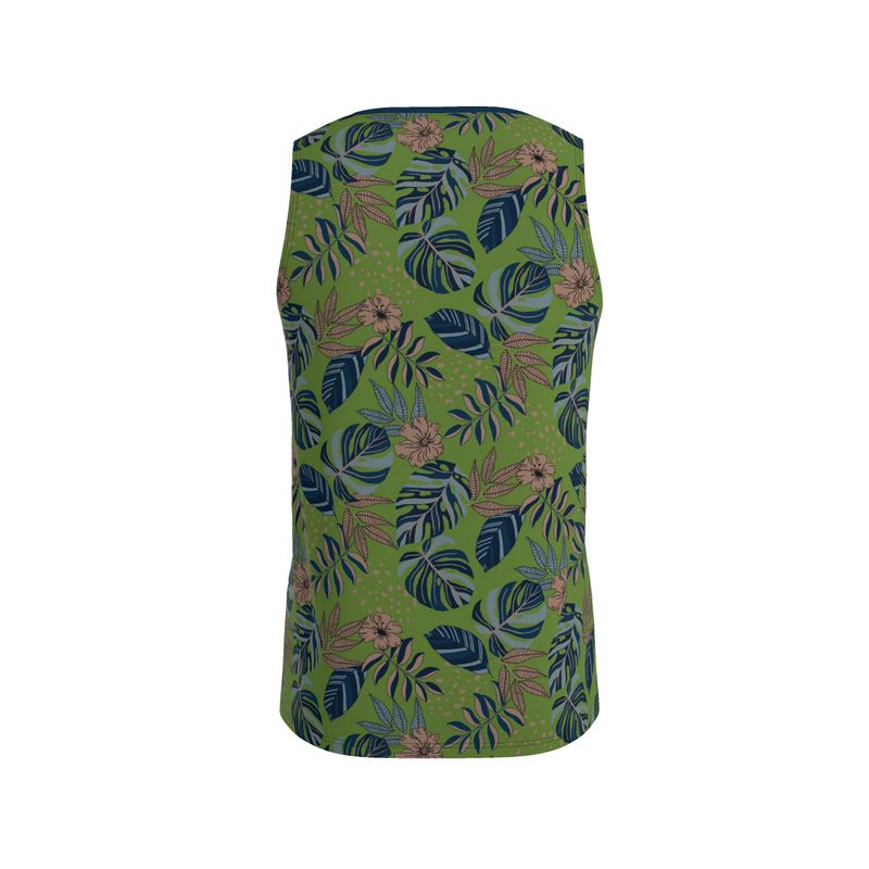 Midnight Monstera Olive Velour Men’s Athletic Hybrid Tank Top