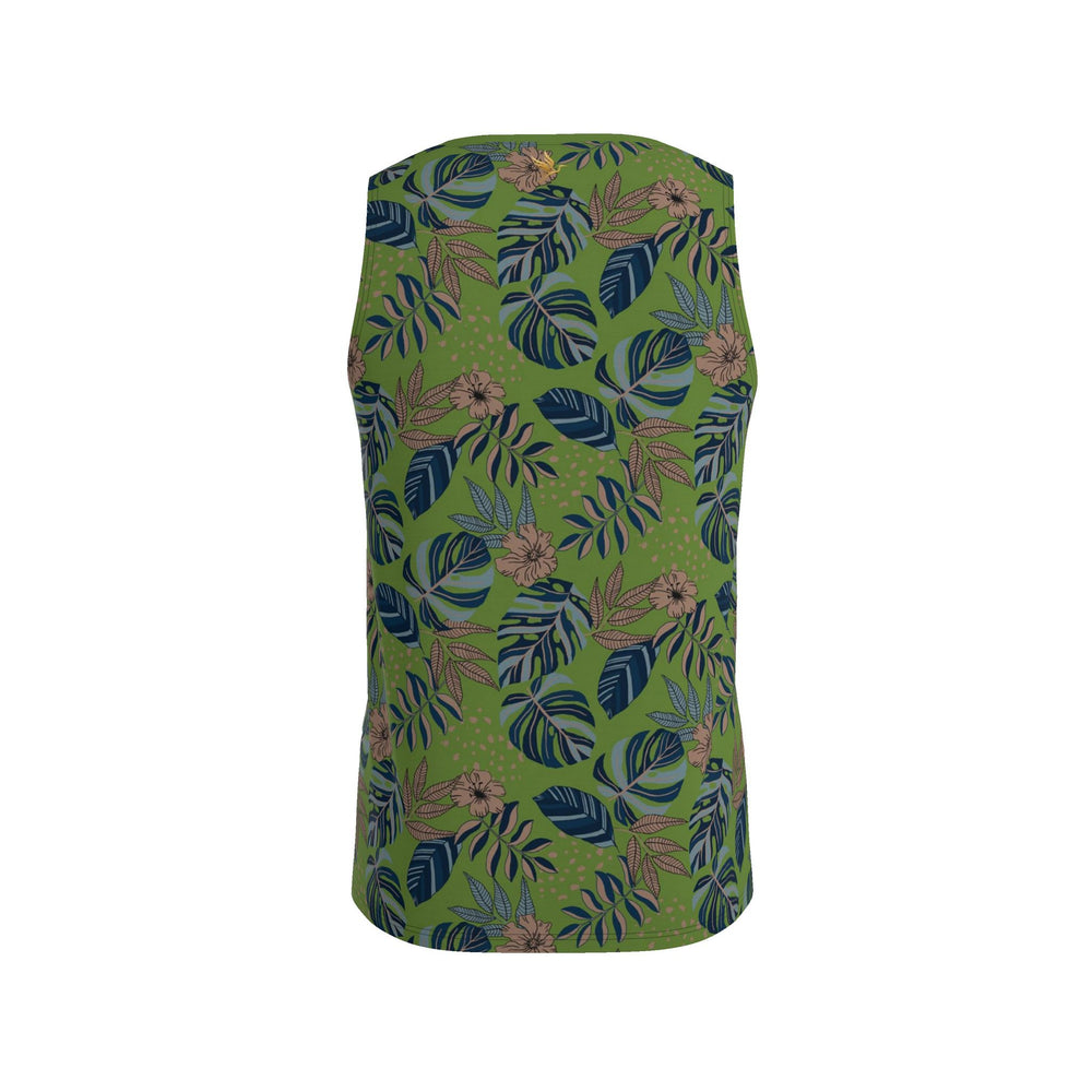 Midnight Monstera Olive Velour Men’s Athletic Hybrid Tank Top