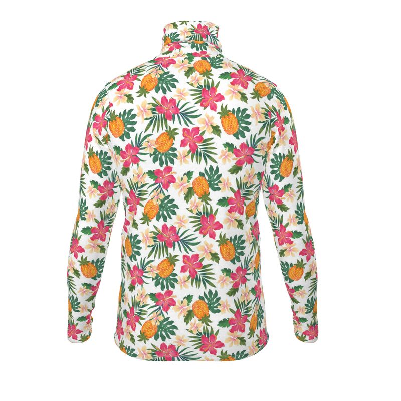 Men’s High-Roll Turtleneck — Pineapple Paradise Coral Dreams