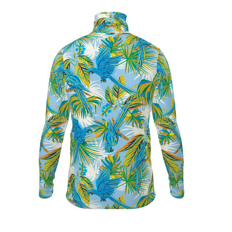 Men’s High-Roll Turtleneck — Tropical Macaw