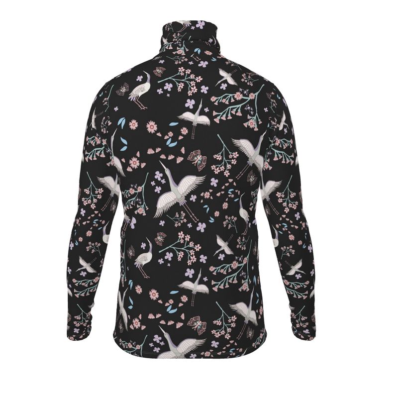 Men’s High-Roll Turtleneck — White Crane Onyx