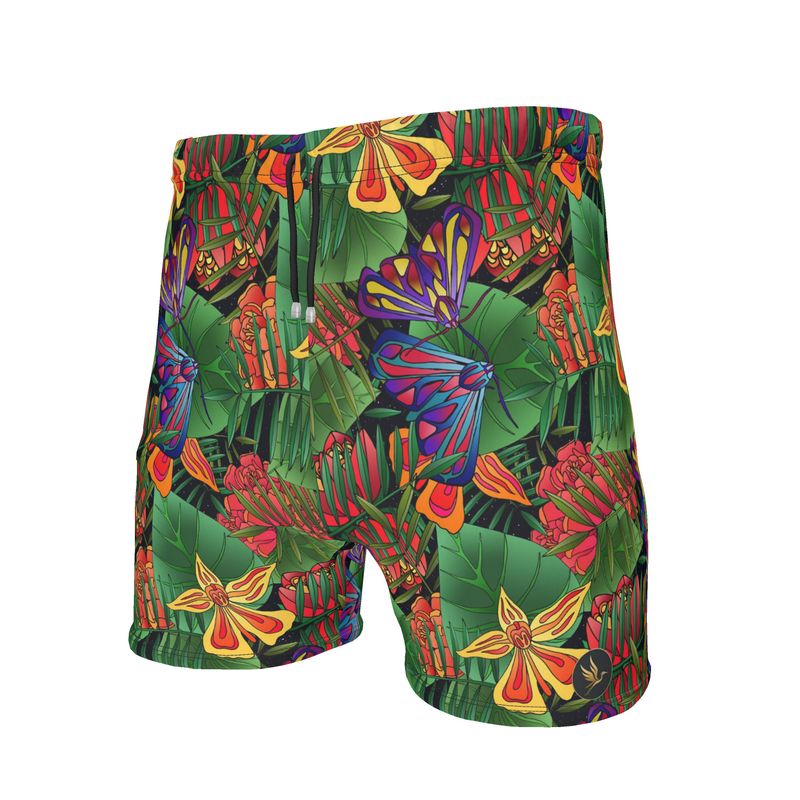 Men's Mid-Thigh Gym Shorts — Jungle Flower