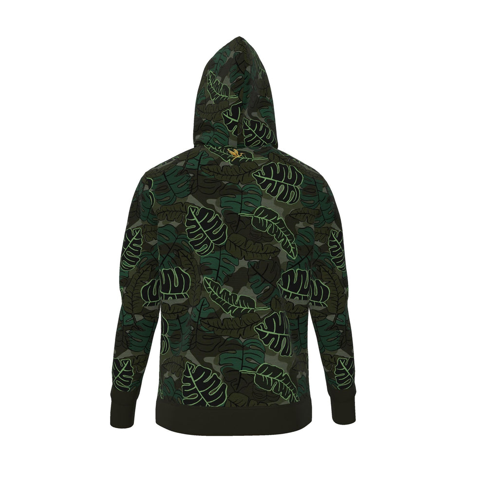 Men's Pullover Hoodie — Camo Leaves Sage Noir