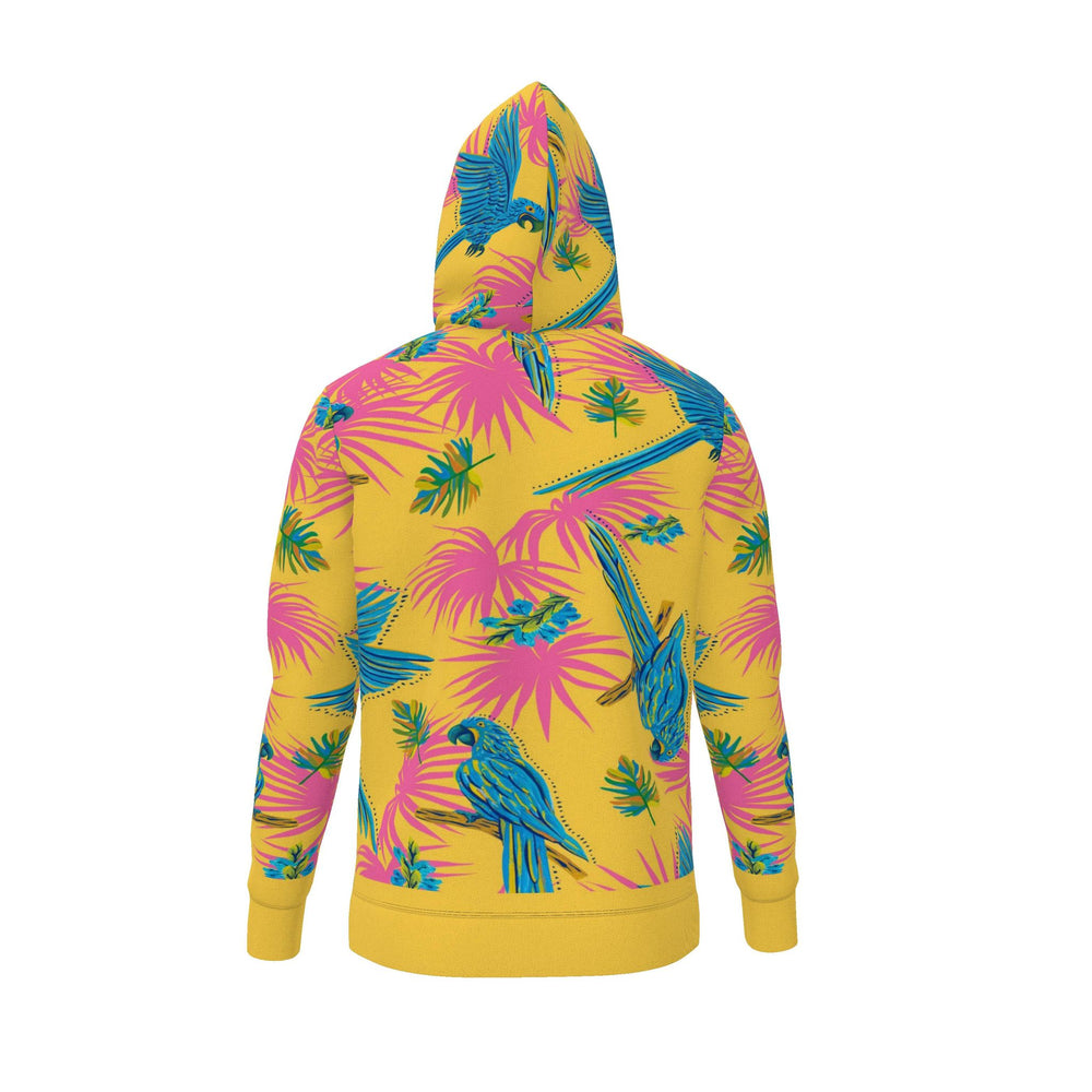 Men's Pullover Hoodie — Tropical Macaw Sunny Fuchsia