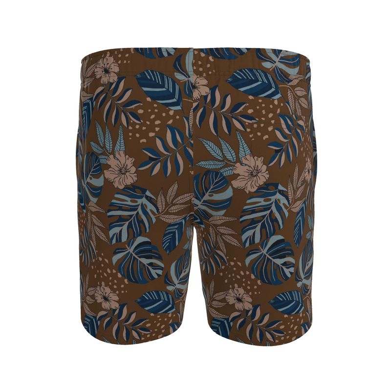 Men's Swim Shorts — Midnight Monstera Roasted Teak
