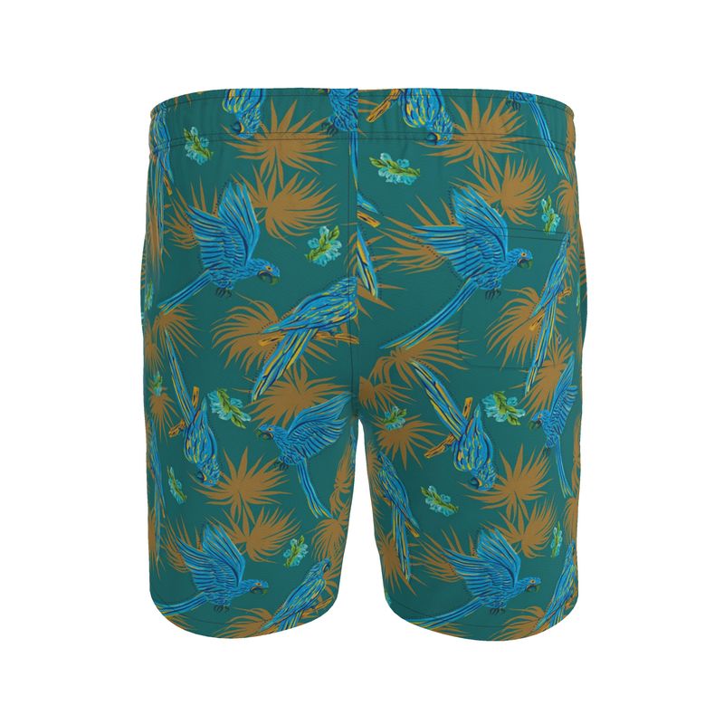 Tropical Macaw Palm Teal Men's Swim Shorts