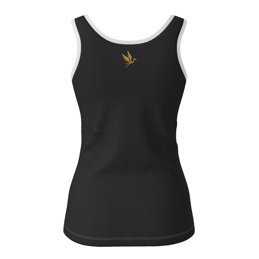 Women's Tank Top — White Crane — Solid Onyx