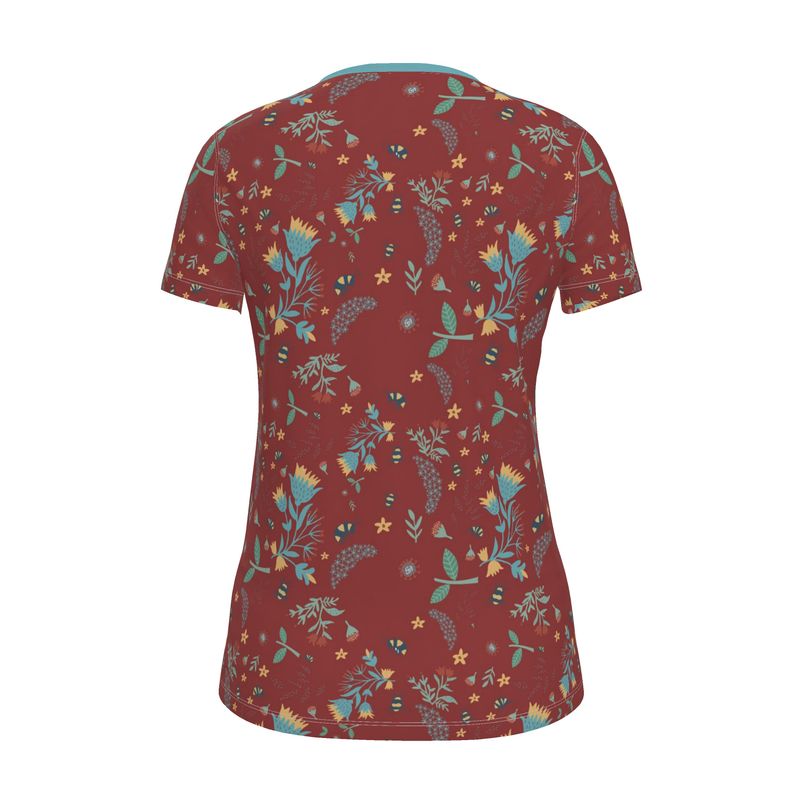 Women's Athletic V-Neck T-Shirt — Bee Garden Rustic Bloom