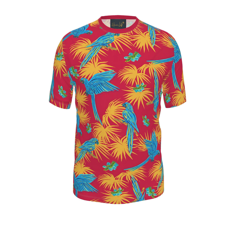 Men's Athletic Crew Neck T-Shirt — Tropical Macaw Samba Red