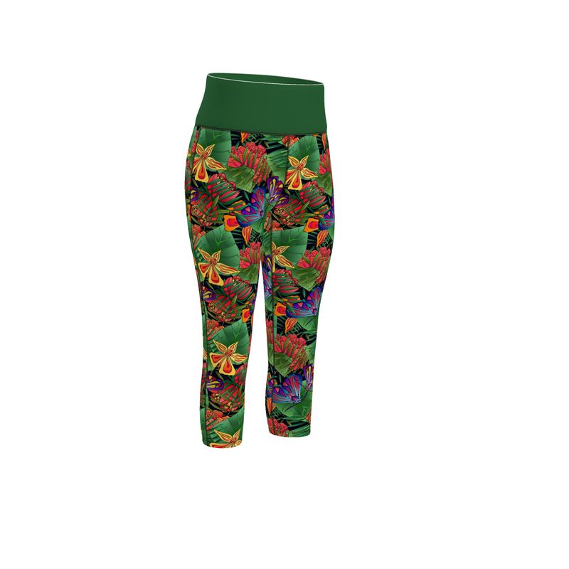 Women’s High-Waist Sports Leggings - Jungle Flower