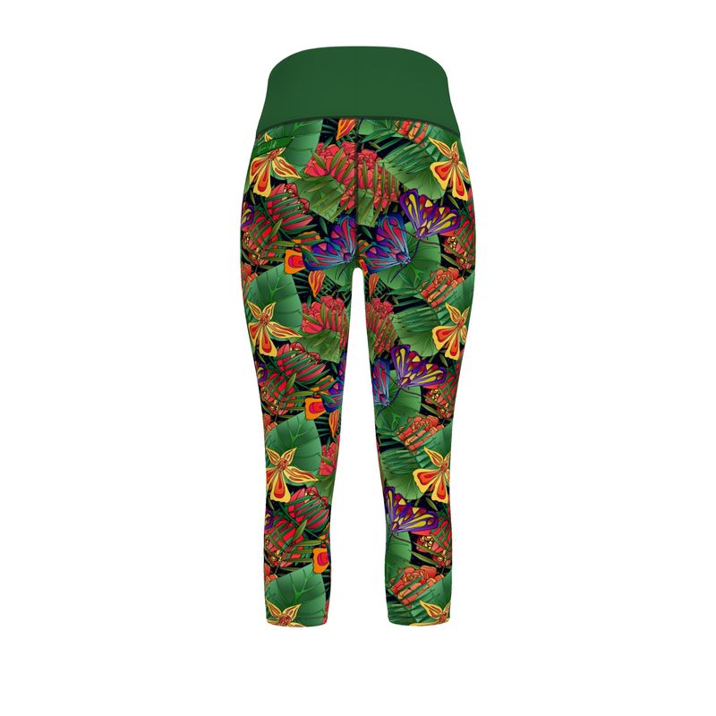 Women’s High-Waist Sports Leggings - Jungle Flower