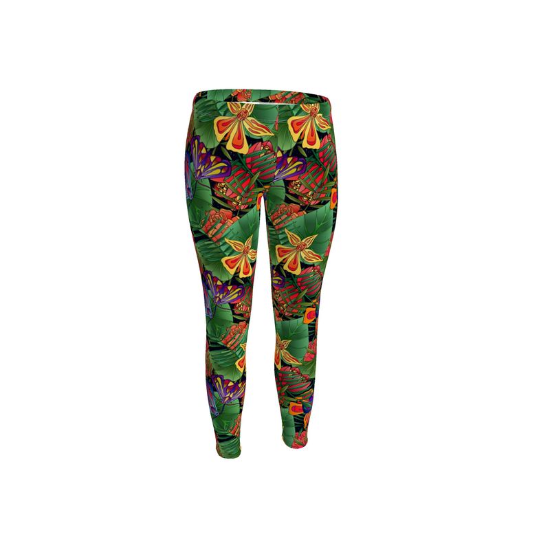 Women’s Mid-Rise Full-Length Leggings - Jungle Flower