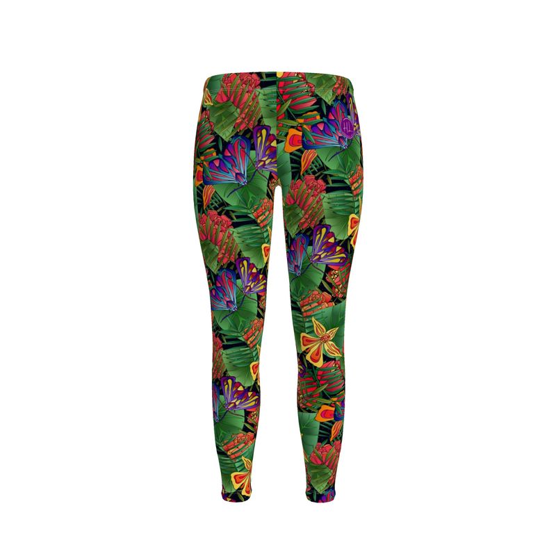 Women’s Mid-Rise Full-Length Leggings - Jungle Flower