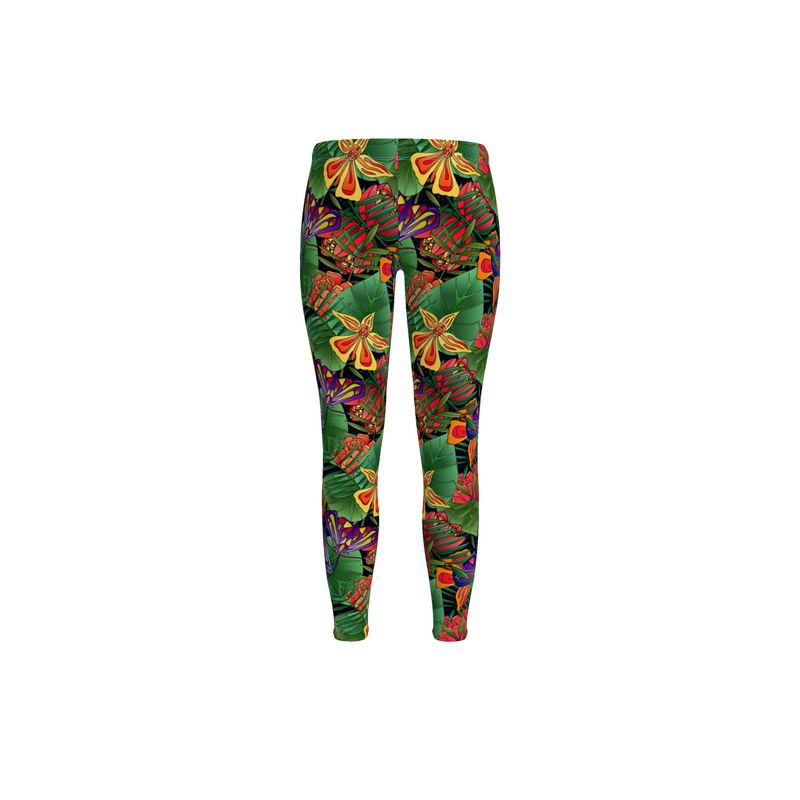 Women’s Mid-Rise Full-Length Leggings - Jungle Flower