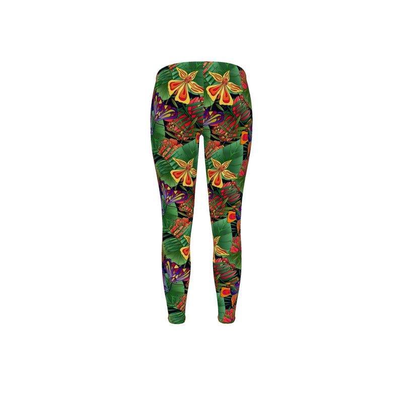 Women’s Mid-Rise Full-Length Leggings - Jungle Flower