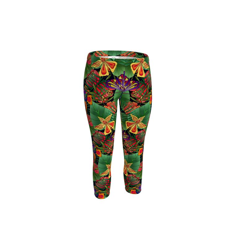 Women’s Mid-Rise Capri Length Leggings - Jungle Flower