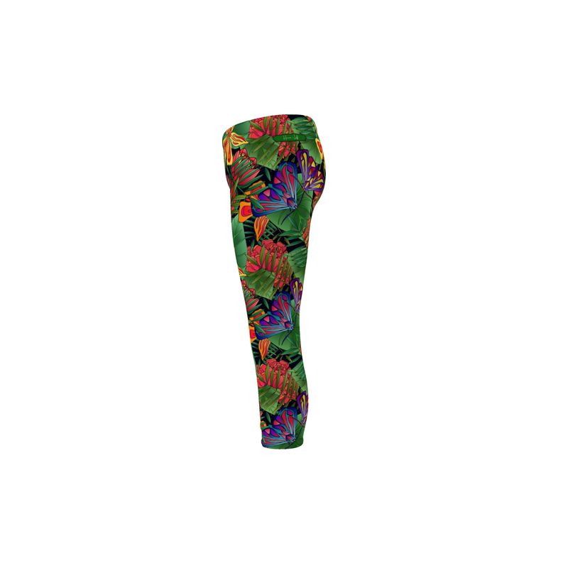 Women’s Mid-Rise Capri Length Leggings - Jungle Flower