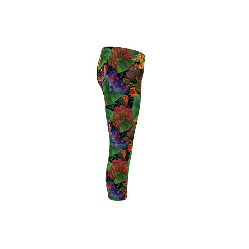 Women’s Mid-Rise Capri Length Leggings - Jungle Flower