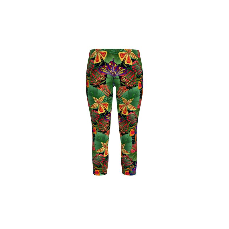 Women’s Mid-Rise Capri Length Leggings - Jungle Flower