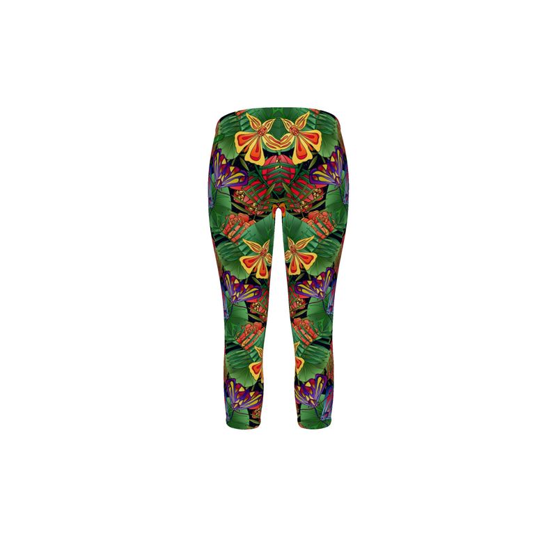 Women’s Mid-Rise Capri Length Leggings - Jungle Flower