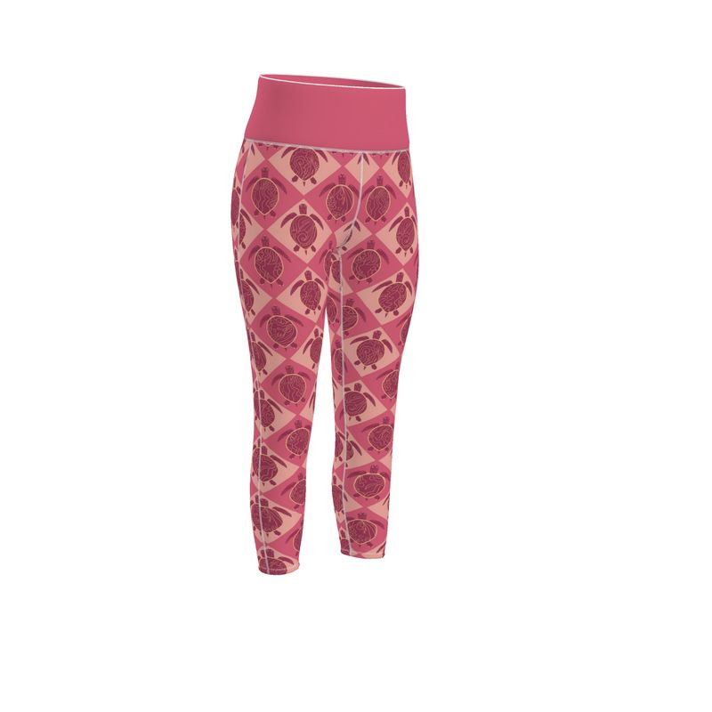 Women’s High-Waist Sports Leggings - Topo Turtles - Pink