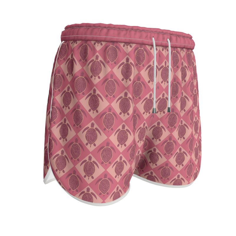 Women's Athletic Shorts - Topo Turtles - Pink