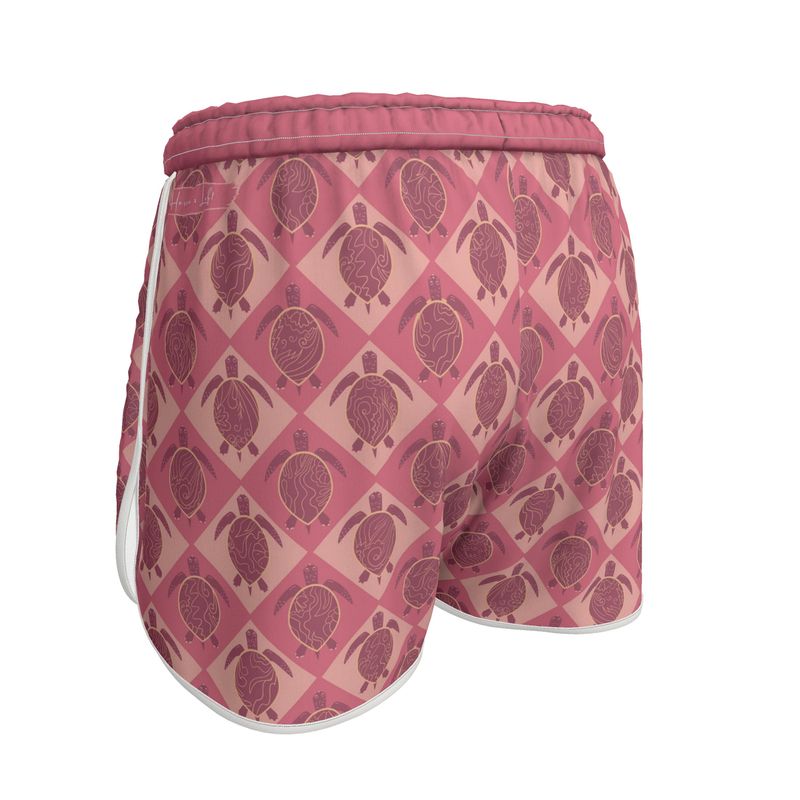 Women's Athletic Shorts - Topo Turtles - Pink