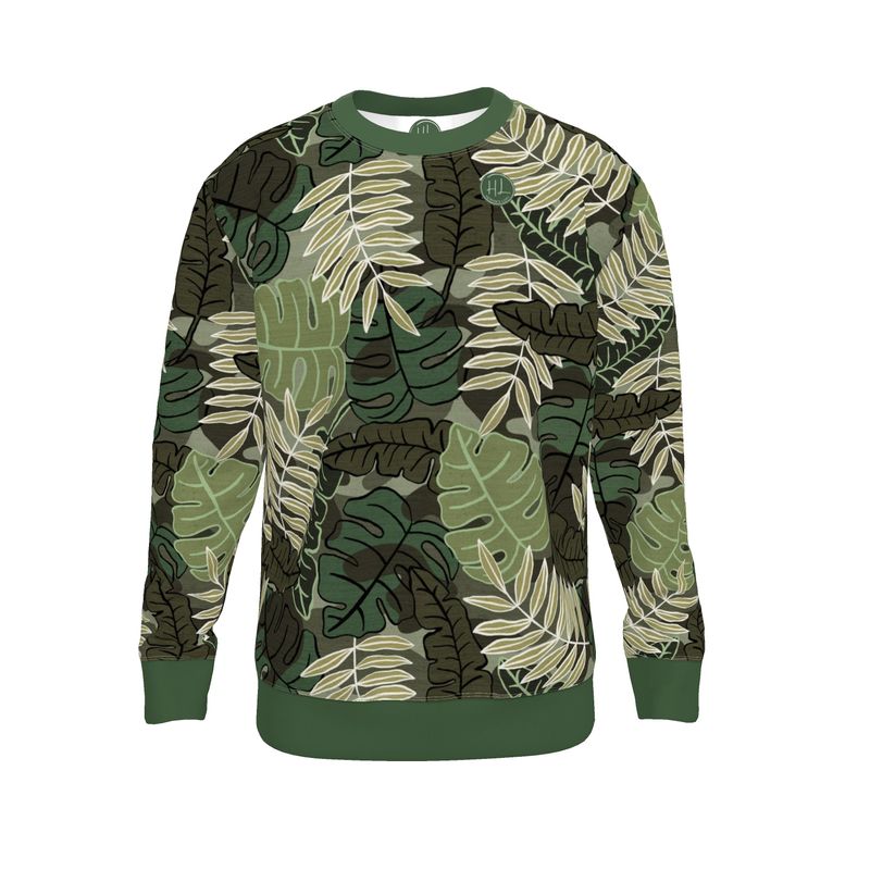 Women's Lightweight Sweater - Camo Leaves - Sage Green