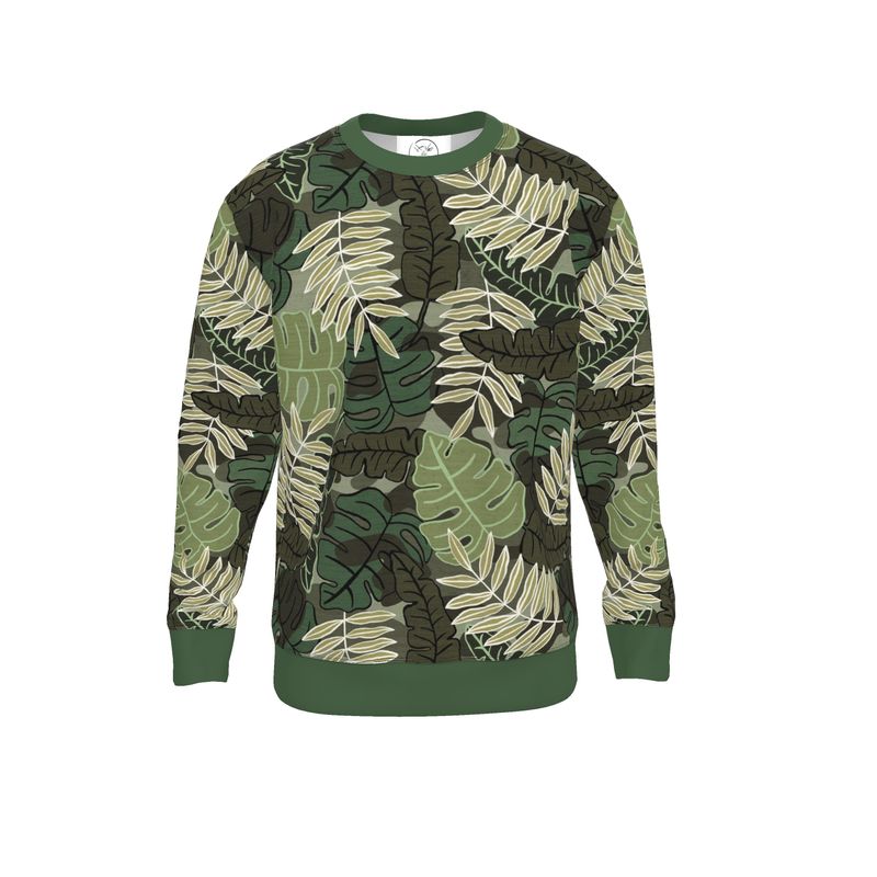 Women's Lightweight Sweater - Camo Leaves - Light Green