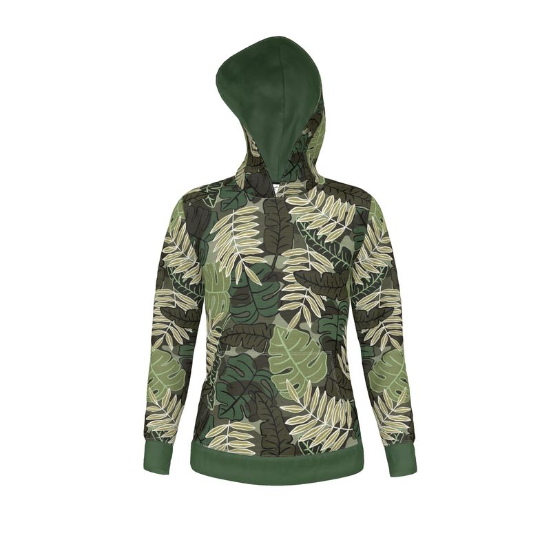 Women's Hoodie - Camo Leaves - Light Green